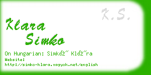 klara simko business card